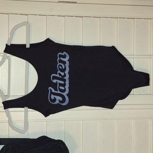 Black "Taken" Swimsuit/Bodysuit